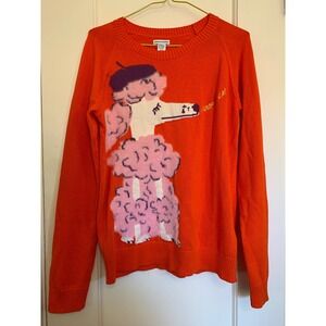 Amazon Essentials Girls XXL Orange Poodle Intarsia Knit Sweater Woof La La